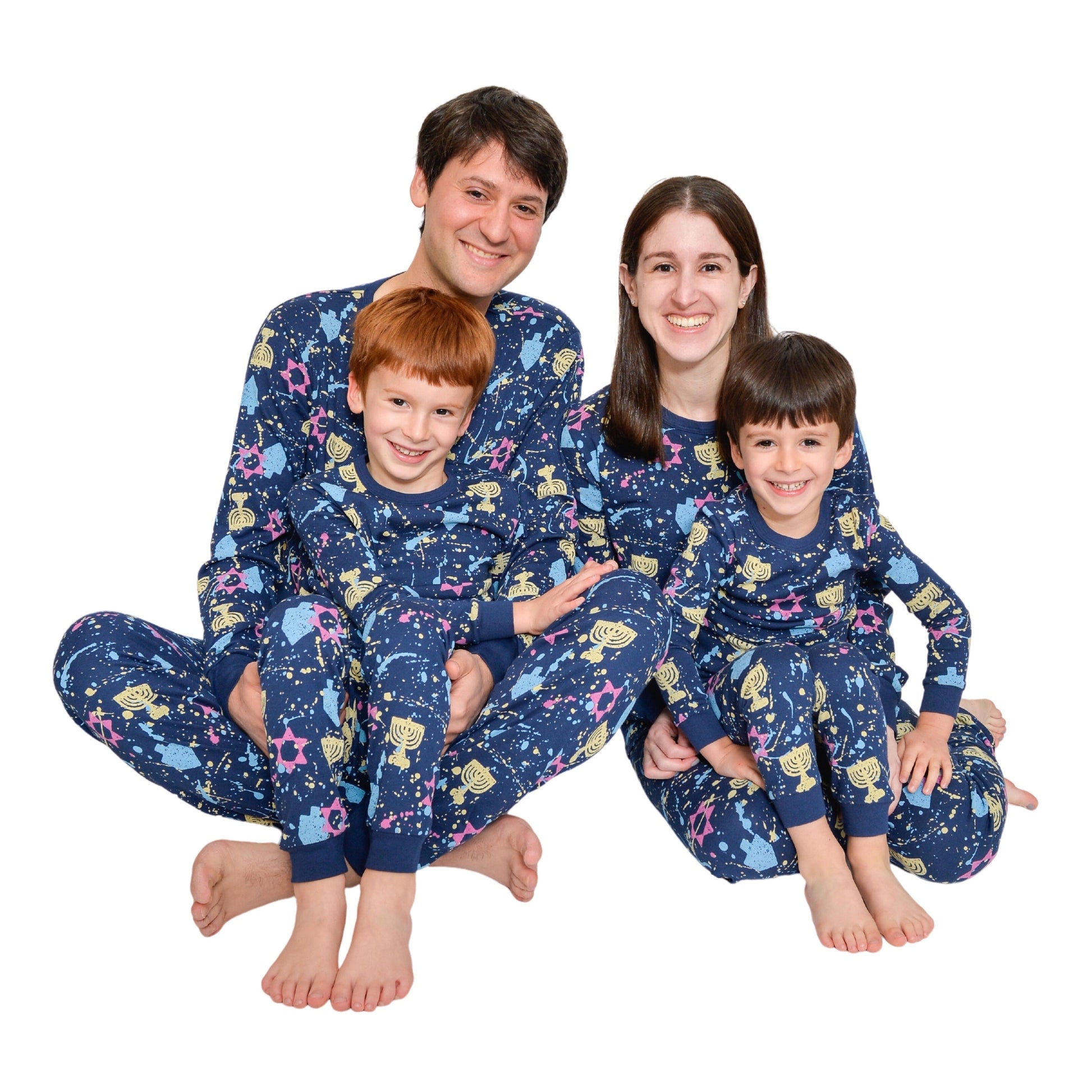 Splatter paint Hanukkah Pajamas for the whole family! Available in sizes for kids and adults. Fun 90s 90's Hanukkah pajamas. Retro 90's Hanukkah Chanukah Hanukah, Chanuka Pajamas. Cozy Hanukkah Gifts.