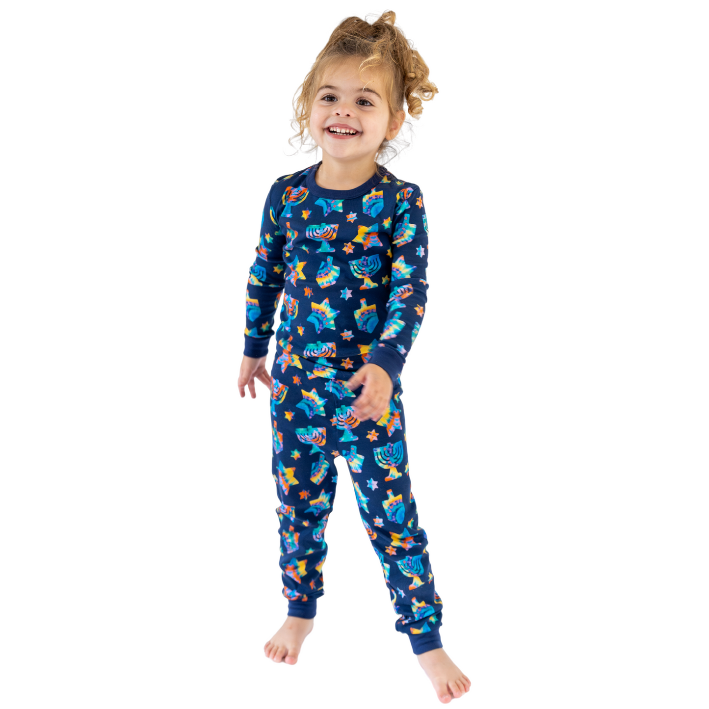 Tie Dye Hanukkah Pajamas! With bright colors and fun hanukkah shapes. Cozy and fun Hanukkah, Hanukah, Chanukah, Chanuka gifts for kids.